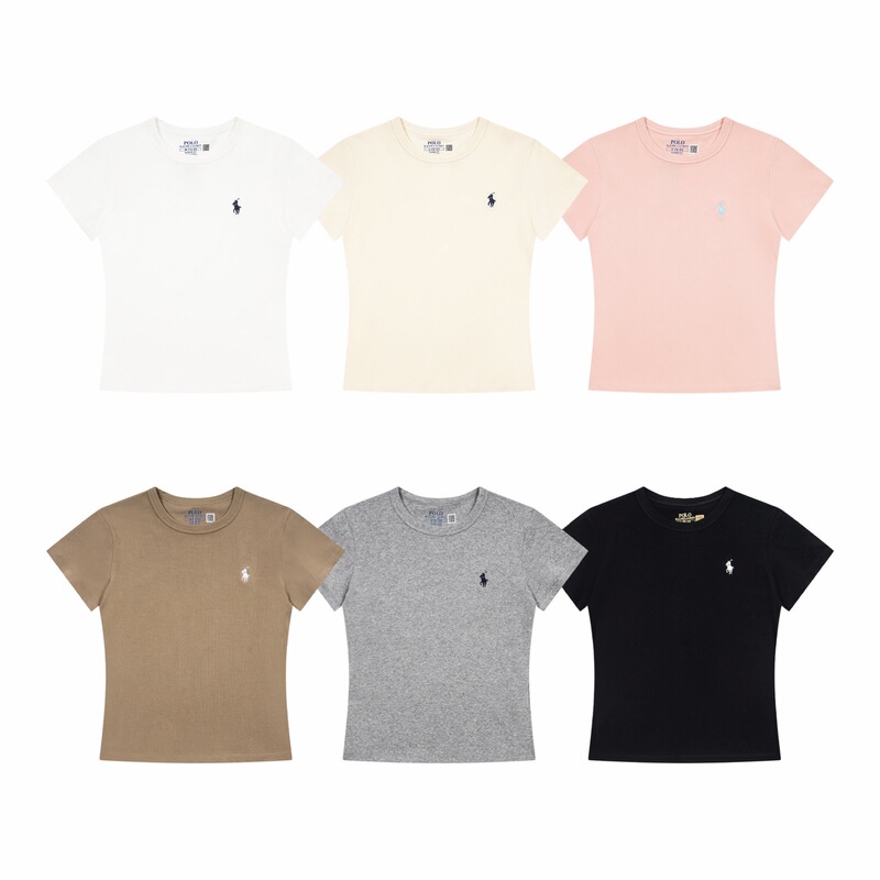 Cross-Border High-End Version Wholesale Ralph Lauren Classic Pony Embroidered Crew Neck Casual Breathable Versatile Short Slim-Fit Style Dropshipping