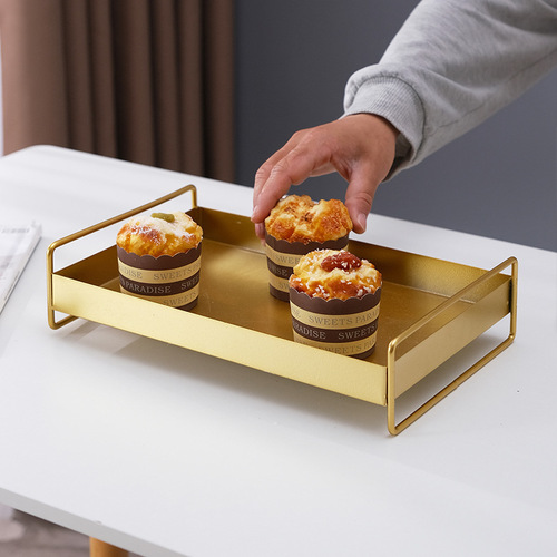 Metal tray Nordic style INS decor storage tray fruit plate Desk living room coffee table decor Light luxury style decoration