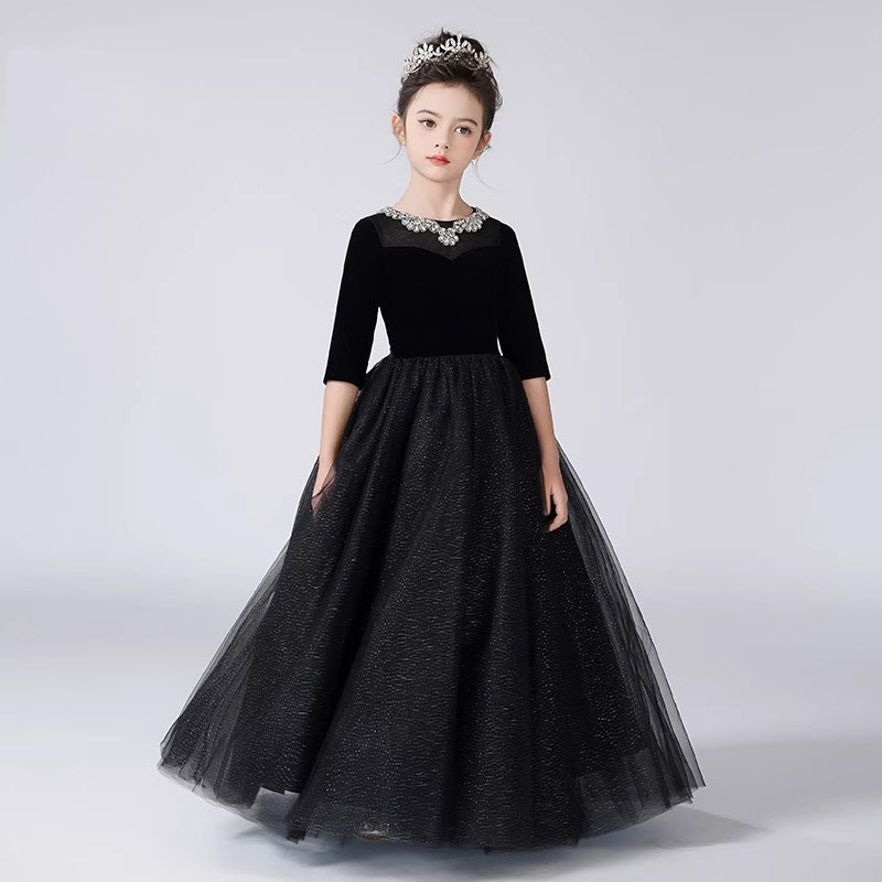 Children's Hepburn Style Princess Dress For Performance Events_voghion.com