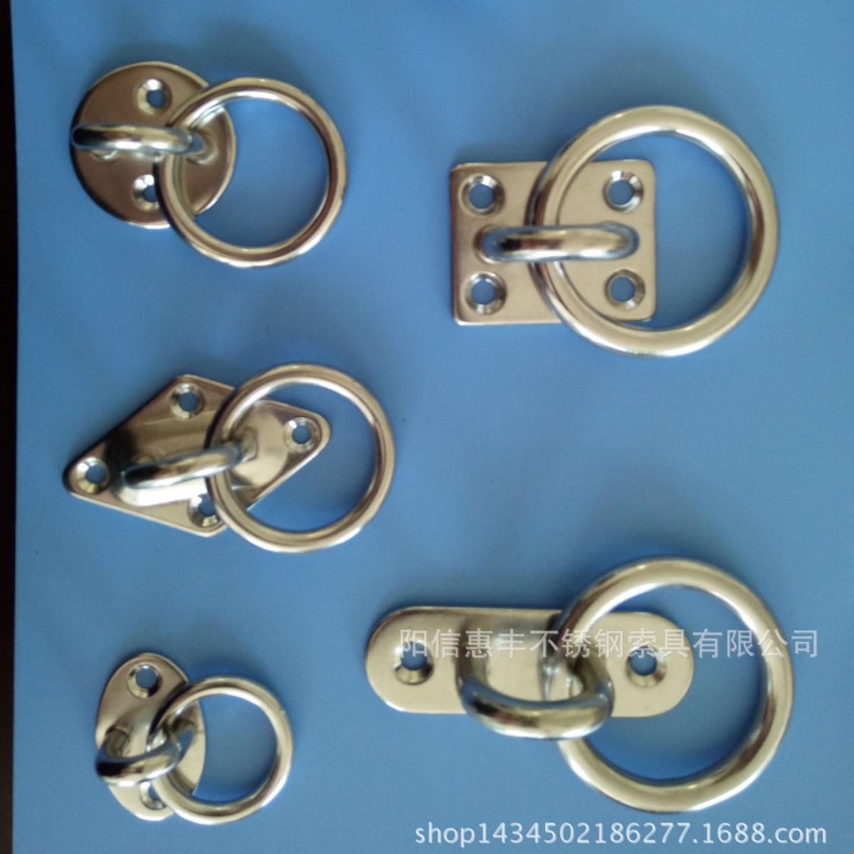 304不锈钢眼板方型椭扣 船用甲板门扣 菱扣带圆环挂钩五金配件