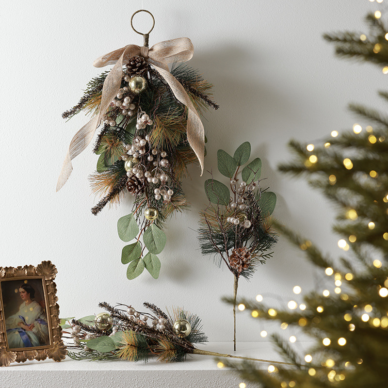 Decoraciones navideñas, accesorios de tiro, colgador de pared navideño, corona navideña nórdica, puerta, colgador de ratán, decoración de la escena de la ventana