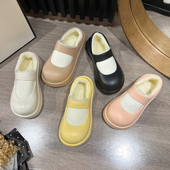 新款瑪麗珍棉拖鞋女秋冬外穿居家家用保暖防滑EVA包頭毛毛拖鞋