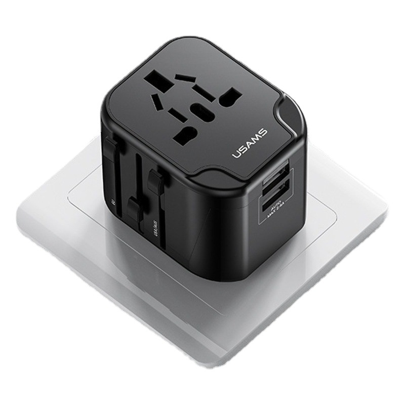 USAMS enchufe de viaje multifunción a enchufe de conversión global convertidor de enchufe de conversión USB cabeza de carga