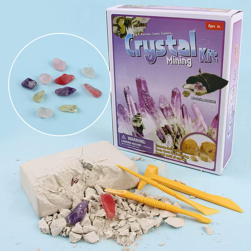 水晶岩石考古挖掘矿石盲盒玩具儿童创意动手宝石diy仿真考古模型