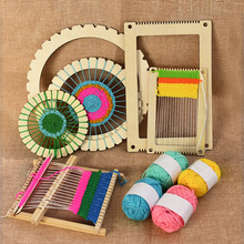 幼儿园中大班美工区角区域主题编织毛线游戏玩具手工制作木板