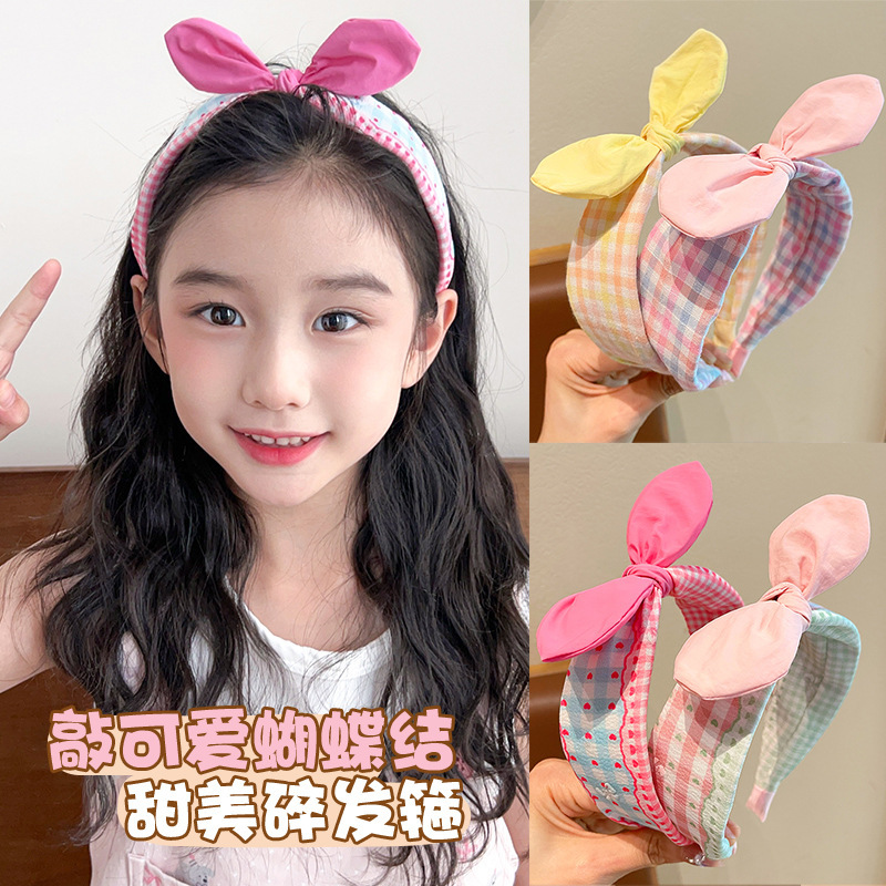 子供のかわいいヘッドバンド 2025 新しい女の子のリボンカラフルなヘッドバンドは頭を締め付けず、滑り止め洗顔ヘアアーティファクトです|undefined
