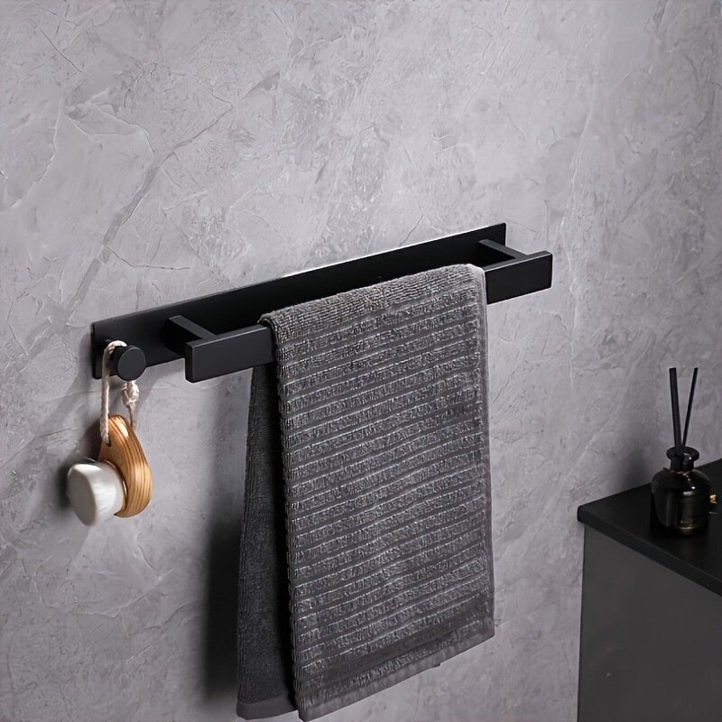 Cross-border new stainless steel bathroom non-perforated towel bar with hook single-pole bathroom vertical wall-mounted towel rack Cross-border new stainless steel bathroom non-perforated towel bar with hook single-pole bathroom vertical wall-mounted towel rack