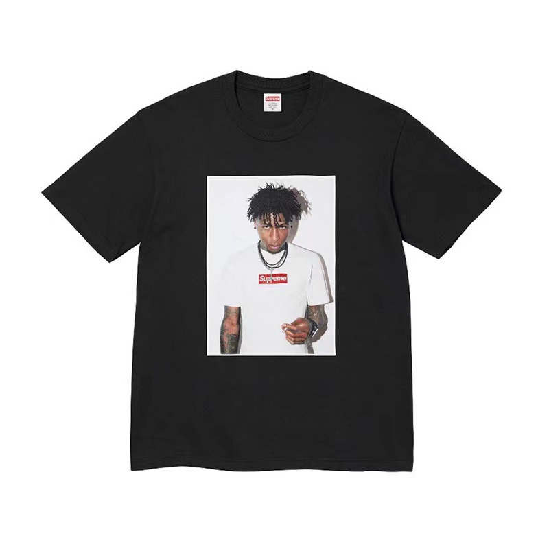 新しいアメリカのトレンディなストリートブランドミラノクロススモーククラシックユニセックスルーズで多用途なレターTシャツ|undefined