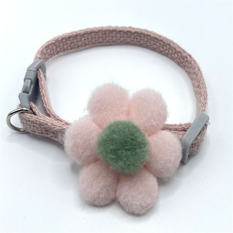 Nuevo collar de gato lindas flores ajustables collar de tela de peluche collar de tracción joyas perros pequeños mascotas