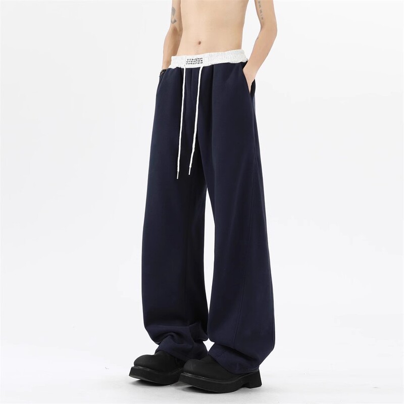 Margiela Curved Blade Sweatpants Men's Winter Thickened Cleanfit American Heavy Pants Casual Navy Blue Sports Pants Margiela Curved Blade Sweatpants Men's Winter Thickened Cleanfit American Heavy Pants Casual Navy Blue Sports Pants