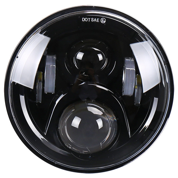 7inch Harley Wrangler Headlight 6-Bead 60W Modified Off-Road Motorcycle Led Headlight with Angel Eye White and Yellow