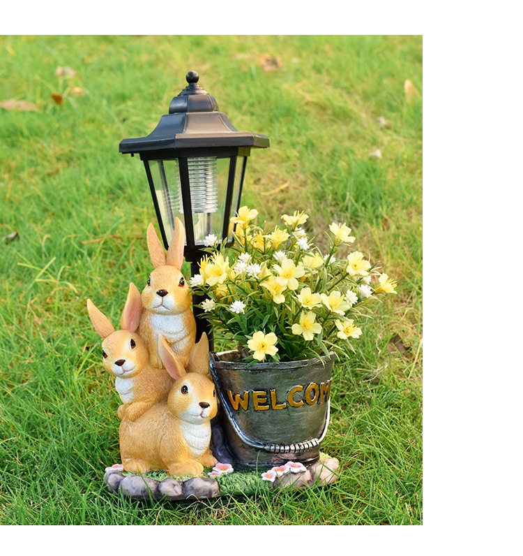 Easter Bunny Garden Ornament Solar Light For Patio And Balcony_voghion.com