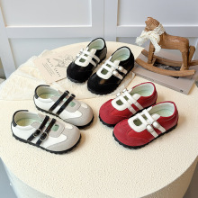 童鞋秋季2025新款韩版韩版儿童双魔术贴小皮鞋女孩子软底休闲鞋子