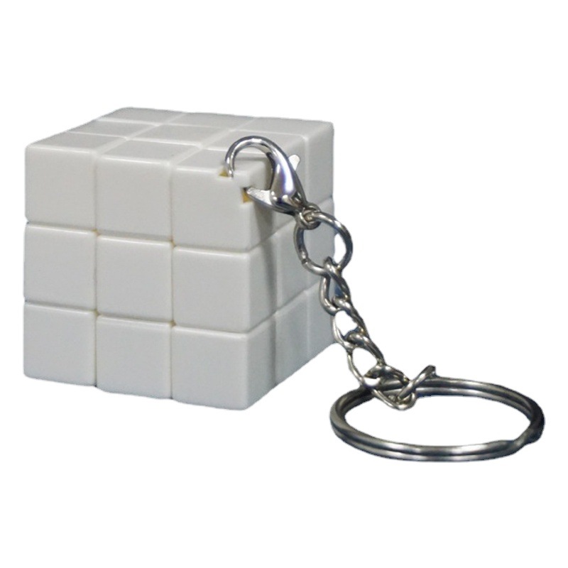 [New material White! Special for UV] element R large rounded corner keychain white embryo spring screw mini third-order magic cube