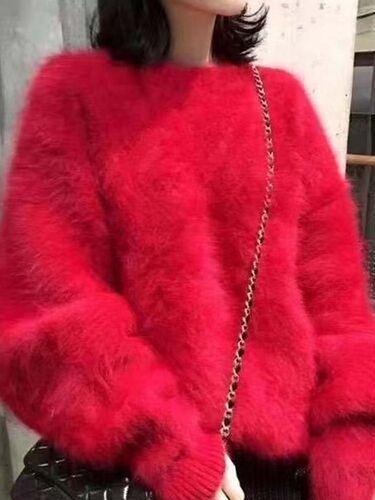 Mink fluffy clothes for women, thick loose clothes for winter, gentle and lazy loose sweater and top inside