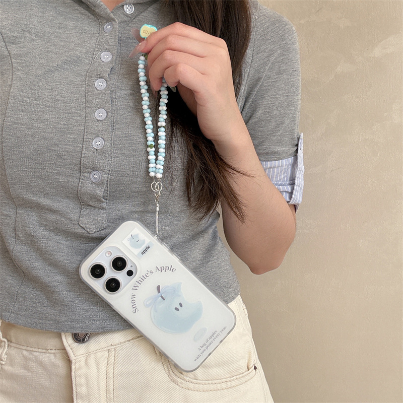 Simple, pequeño, fresco, azul, Apple, para iPhone16, funda para teléfono móvil 15ProMax cadena 14/13 nuevo 16Pro