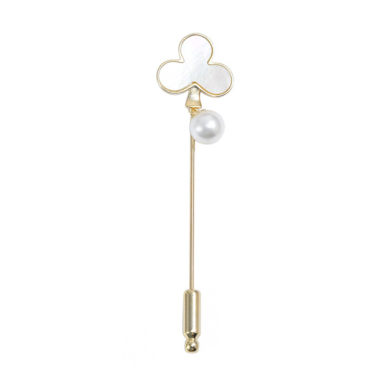 Otoño y invierno nuevo estilo natural conchas de perlas simple trébol universal broche de vestido de flores de pecho de mujer broche de broche de traje image 6
