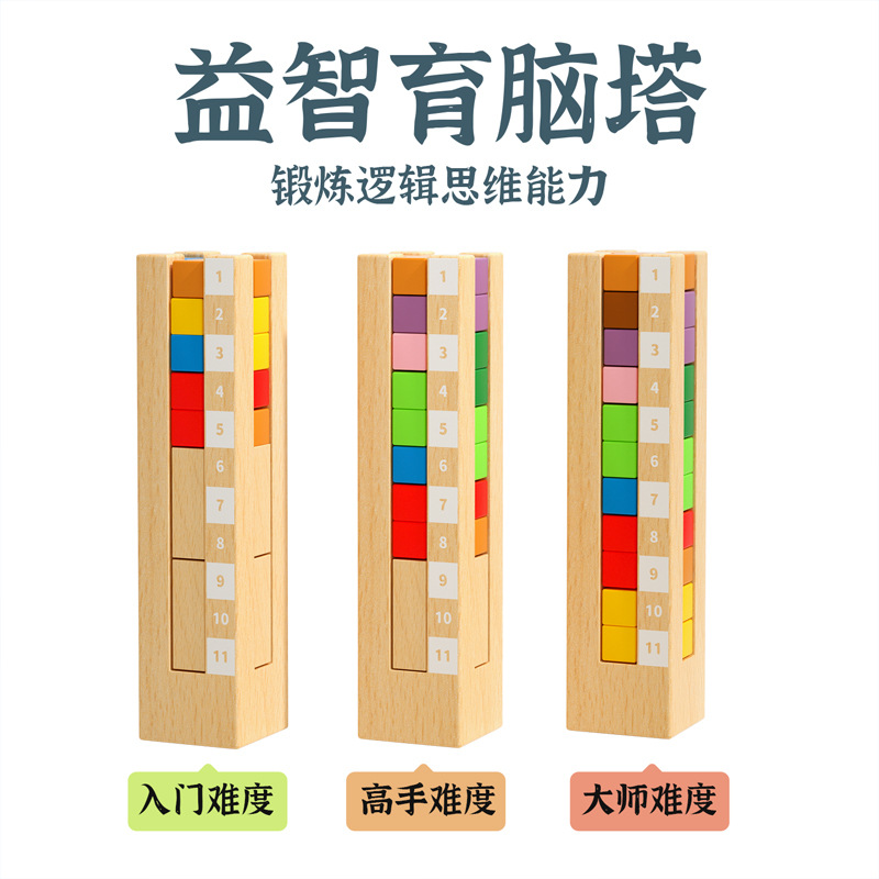 Torre cerebral rompecabezas de bloques de construcción los niños educación temprana espacio lógica pensamiento entrenamiento inteligencia desarrollo cerebro quema juguetes de despacho de aduana 3 +