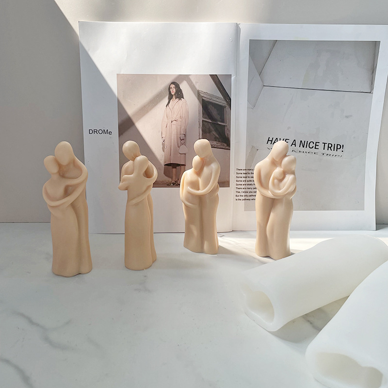 Retrato aromaterapia vela molde de silicona Madre y niño abrazo amante abrazo humano hecho a mano jabón en stock