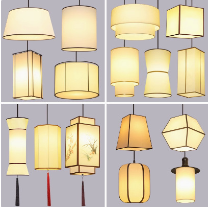 Simple Style Restaurant Creative Square Imitation Sheepskin Chandelier Hot Pot Restaurant Restaurant Linen Fabric Custom Lantern