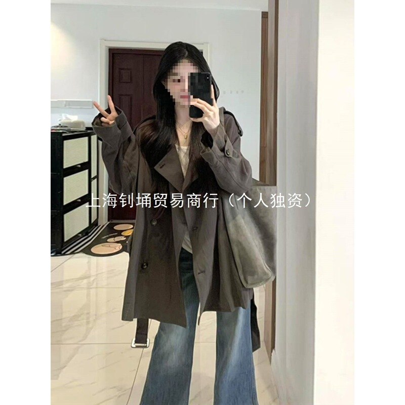 小个子巨好看棕色风衣外套女2025秋季新款宽松韩版高级感韩系短款|undefined