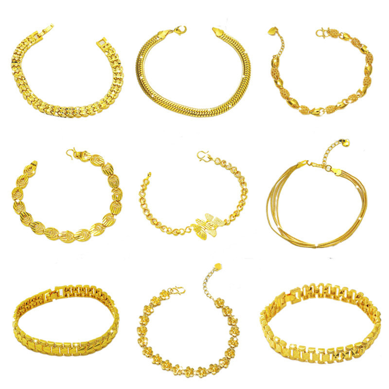 New Korean version of Vietnam gold bracelet female European coin brass gold-plated heart-shaped long-term non-fading jewelry accessories supply