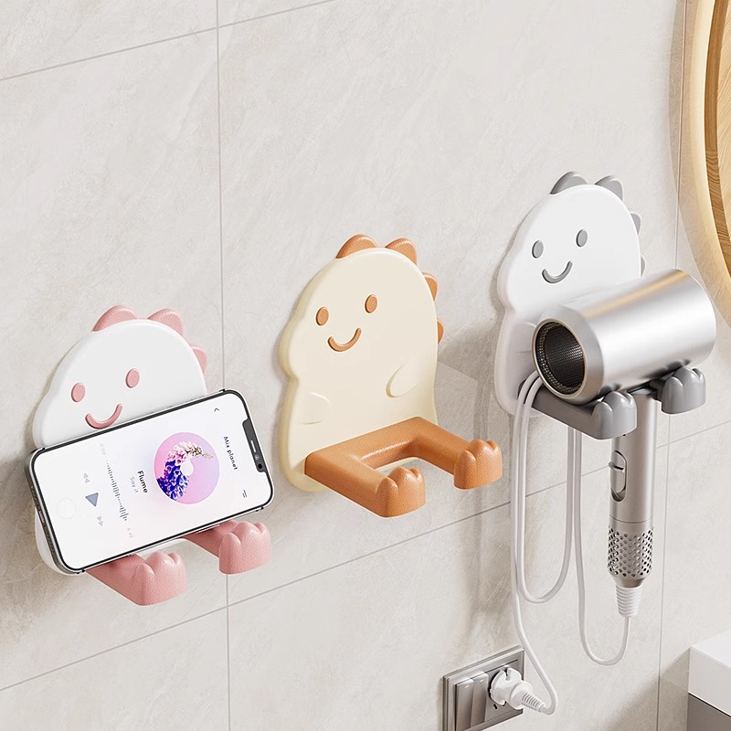 Soporte de secador de pelo para baño Soporte de baño de pared sin perforación de dibujos animados creativos Soporte de almacenamiento ensanchado y ampliado