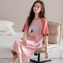 夏季小仙女纯棉柔软睡裙短袖舒爽透气可外穿女士宅家懒人卡通裙