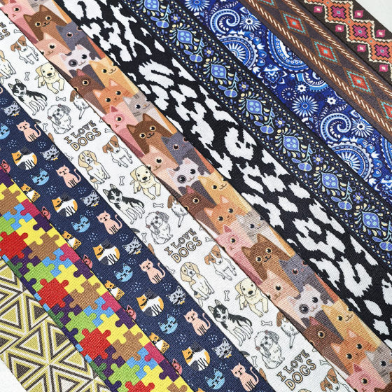 in stock Supply Thickened National Style Ribbon Hot Transfer Belt Printed Polyester Belt Guitar Strap Double-sided Geometric Pattern