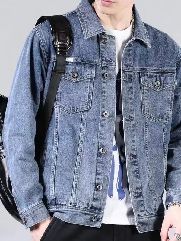 2023 otoño nuevo chaqueta de vaqueros hombre moda guapo chaqueta de trabajo primavera y otoño casual jeans simple
