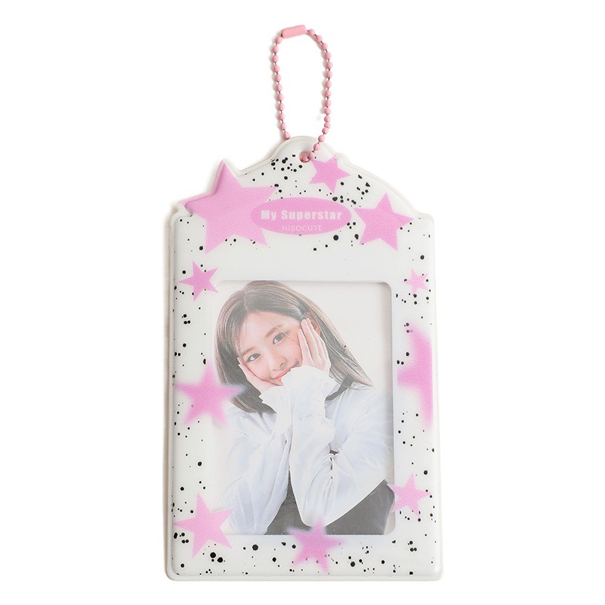 Hisoculte salpicaduras tinta estrella serie PVC transparente titular de la tarjeta estudiante de tres pulgadas aidou tarjeta pequeña tarjeta gu titular de la tarjeta de comida bolsa