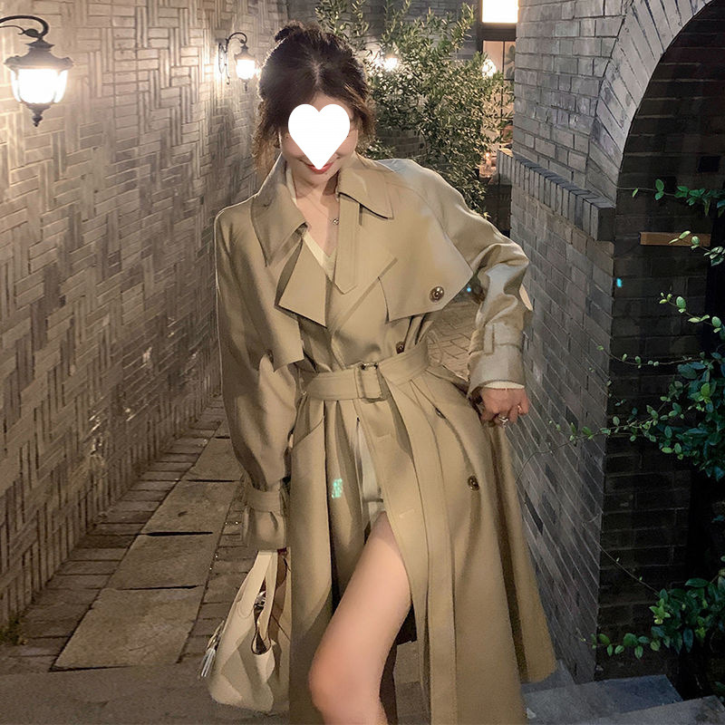 高级感韩系中长款风衣外套女2025年春秋新款小个子显高英伦风大衣