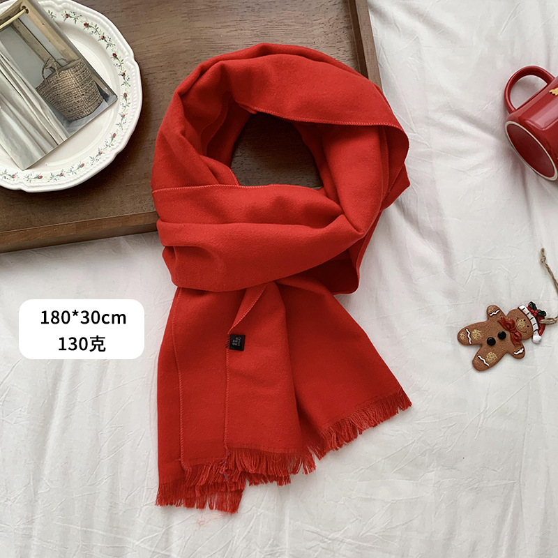 Bufandas cálidas de invierno Año Nuevo nuevo bufandas de cachemira rojas de Angola con bordas amplio bufandas gruesas