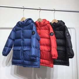 新款儿童羽绒服加厚中长款男女童宝连帽中大童白鸭绒冬装连帽外套