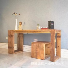 禅意老榆木儿童学习桌落地大型钢琴桌家用办公写字台实木国学书桌