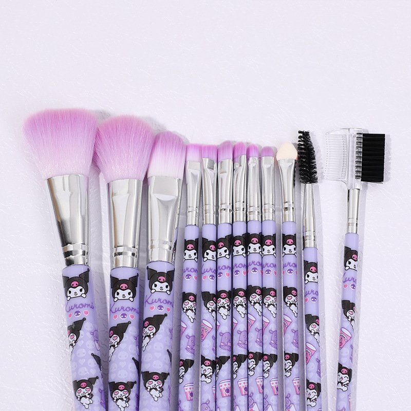 Nuevo cross-border caricature Kullomi conjunto completo de cepillo de maquillaje 11 piezas de blush eye shadow refrescar guantes herramientas de cepillo