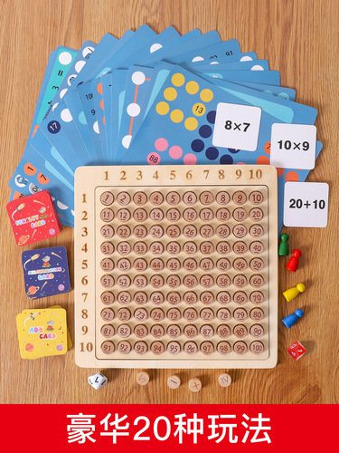 Cross-border Amazon children's early education wooden 99 multiplication and addition board game two-in-one digital master's secret educational toy
