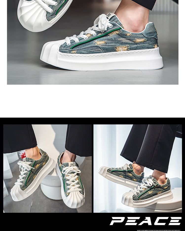 ShoeGlobe Canvas Herren-Sneaker 2025 mit neuer Shell-Toe-Zehenkappe – Sportschuhe für Jugendliche, rutschfest, trendig, für den Winter, Freizeit und Freizeit._voghion.com