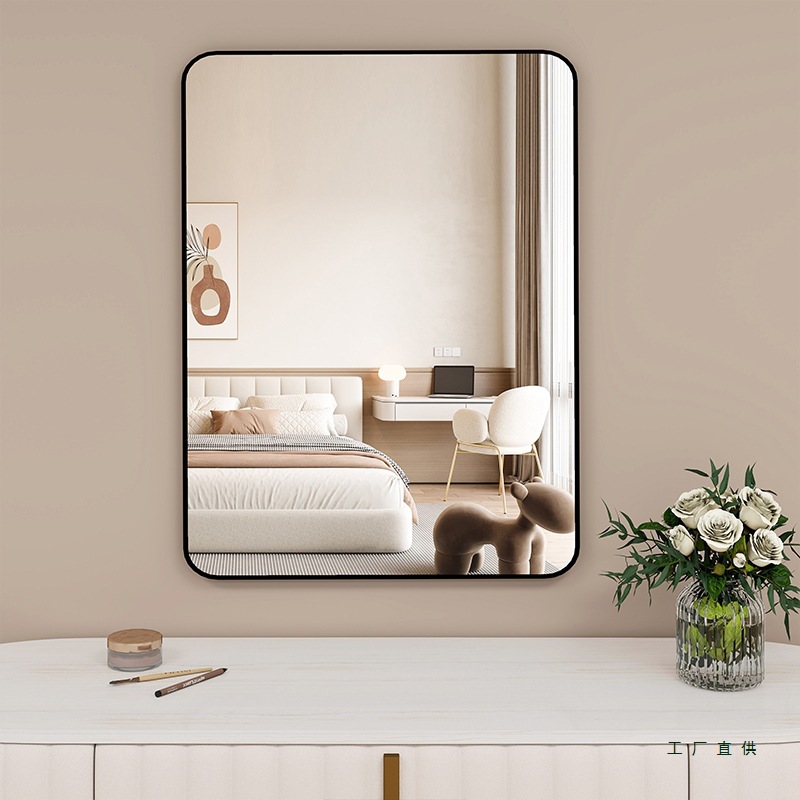 Mirror Wall-Mounted Self-Adhesive Washbasin Vanity Mirror Wall-Mounted Bathroom Toilet Vanity Punch-Free Wall-Mounted Bathroom Mirror