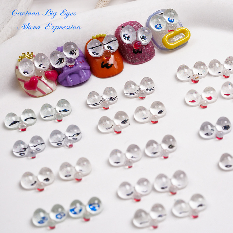 Nail ornaments cartoon charming eyes resin cute nail drill flat funny nail ornaments wholesale
