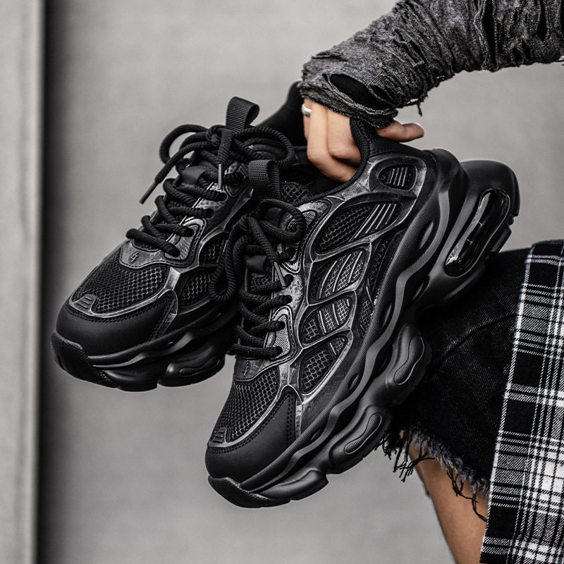 Giày sneaker nam cổ thấp buộc dây đế dày bọc da phong cách thời trang, giày thể thao tăng chiều cao — Cà phê ZS-F 8965m, ZS-F8965 Xingka, ZS-F8965 màu đen