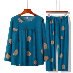 Middle-aged and elderly women's clothing grandma summer clothes suit old mother two-piece suit old women's clothes top old lady long sleeve