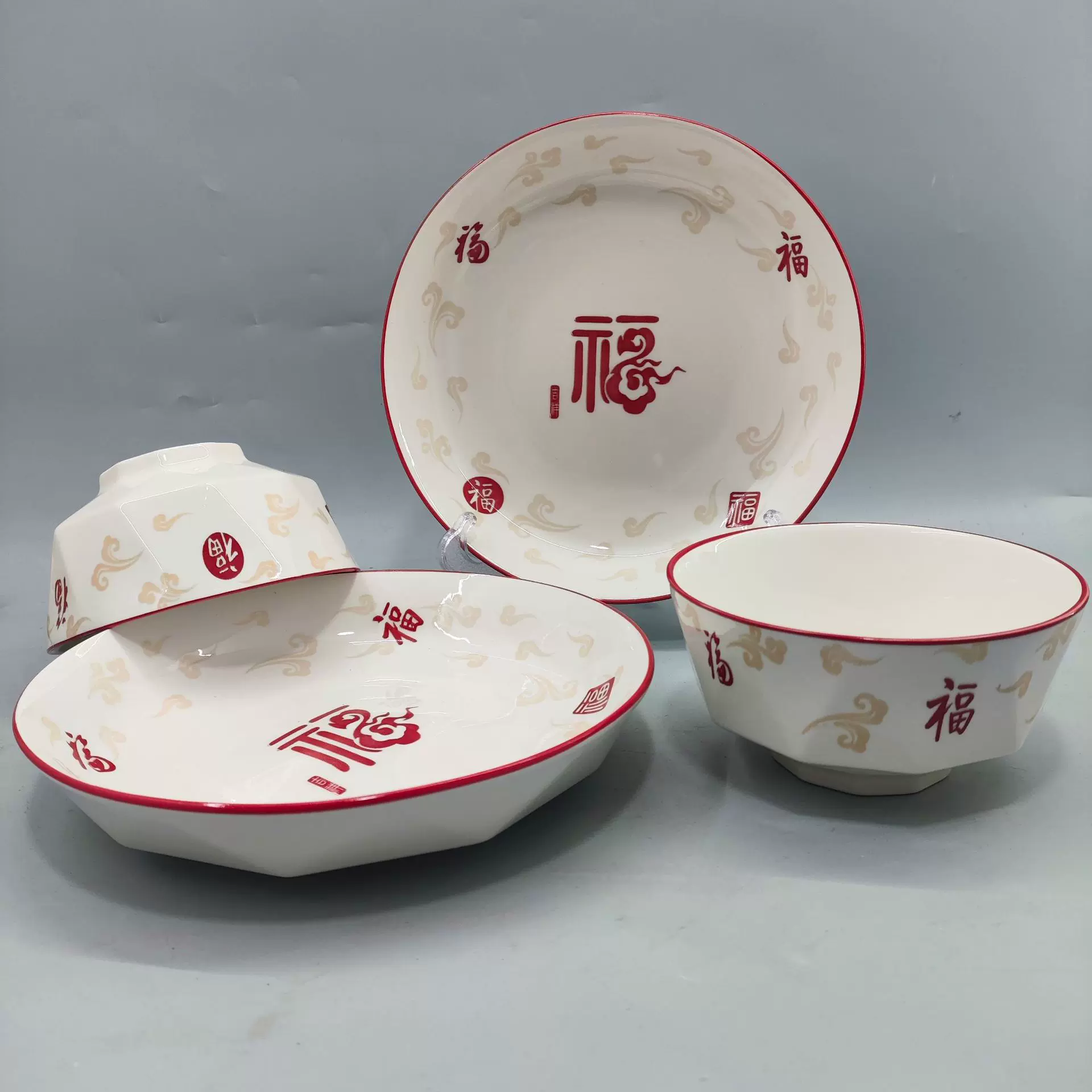 2026新款钻石5英寸碗8英寸盘陶瓷家用蒸菜碗汤碗泡面碗盘子果盘