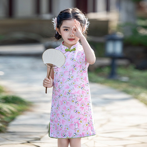 Child's Qipao Summer Dress in Style of Sistina, Chinese Traditional Dress for Girls, Chinese Style, Tang Suit, Ancient Costume, Hanfu Princess Dress