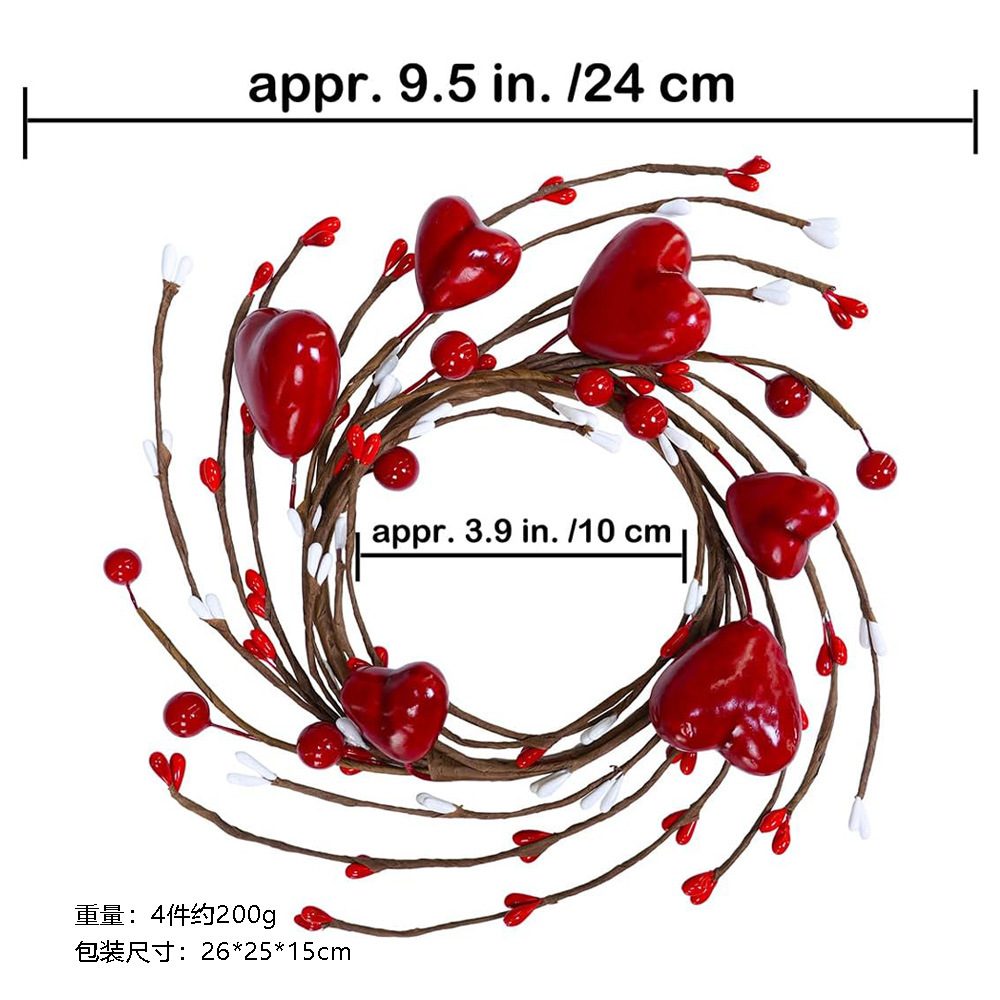 4 piezas de amor transfronterizo día de San Valentín vela berry guirlandas candelabros de corazón artificial Día de la Madre decoración de la fiesta en el hogar