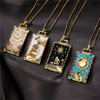 Europe and the United States personality canvas drip pendant necklace copper microscope tribal ornaments of gold plating products