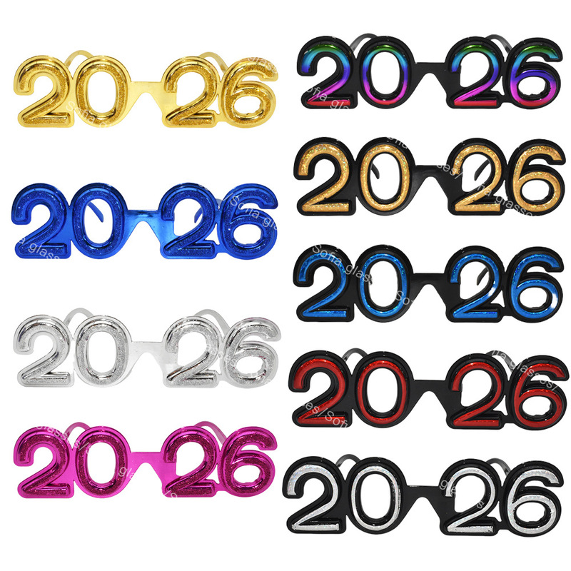 2026 デジタルメガネ立体ストレート接着剤粉末装飾メガネパーティー新年クリスマスパーティーお祝い小道具メガネ|undefined