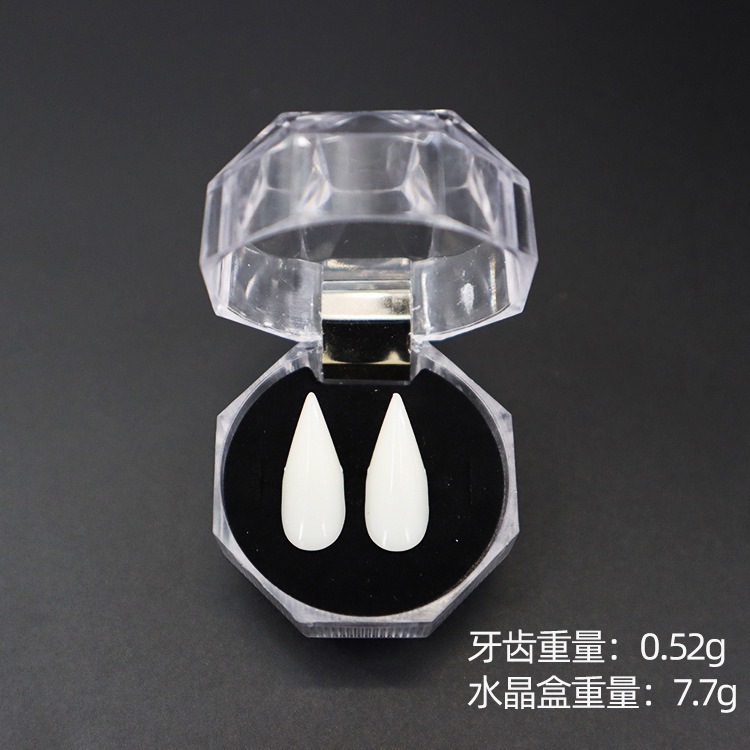 Amazon venta caliente dientes falsos cos props dientes de vampiro simulación maquillaje fantasma jugando lefe dientes de tigre