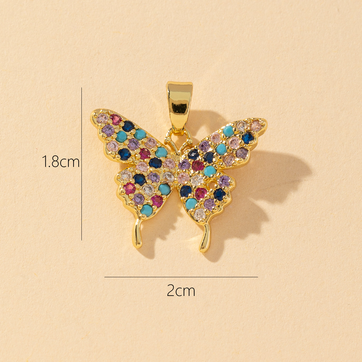 1 Piece Copper Rhinestones Butterfly Pendant display picture 18