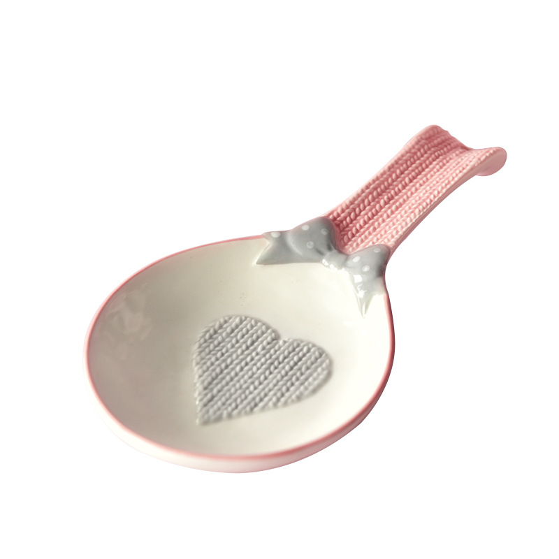 Portacucharas de cerámica rosa, estilo femenino, soporte para cucharas doméstico, adorno decorativo, transfronterizo.